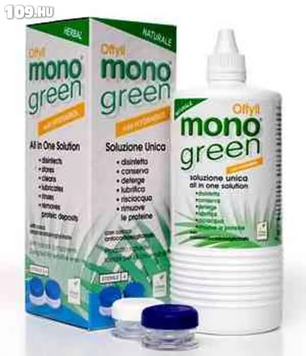 Kontaktlencse (2x1db) + Oftyll Mono Green ápoloszerrel + tok